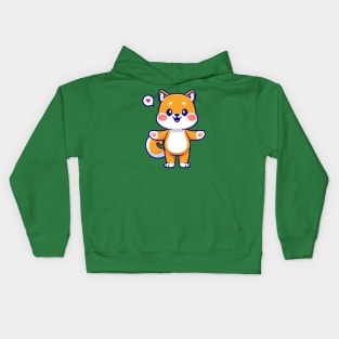 Cute Shiba Inu Dog Hug Cartoon Kids Hoodie